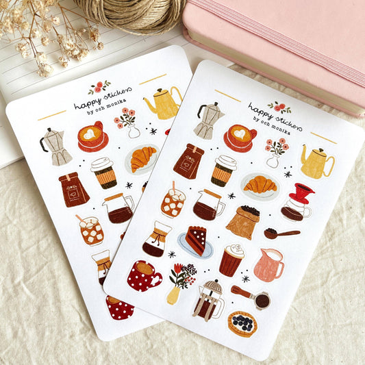 Koffietijd - Stickervel | Café Boutique Papierwaren