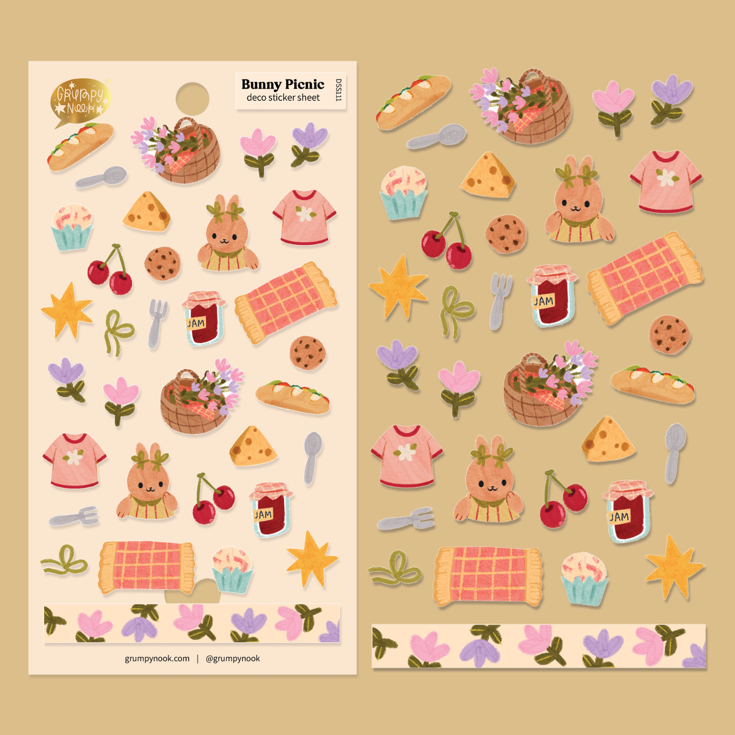 Bunny picnic - stickersheet - Grumpy Nook