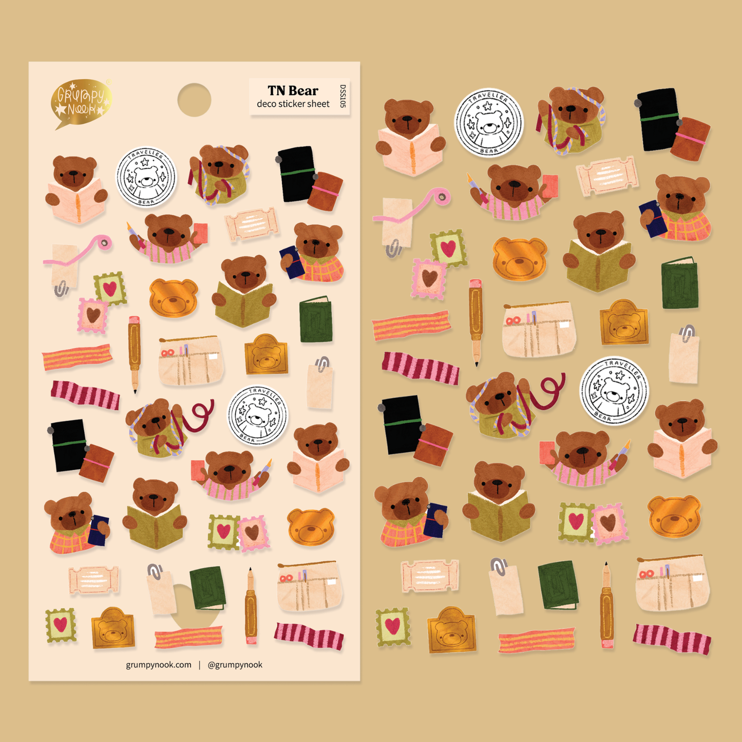 TN Bear - stickersheet - Grumpy Nook