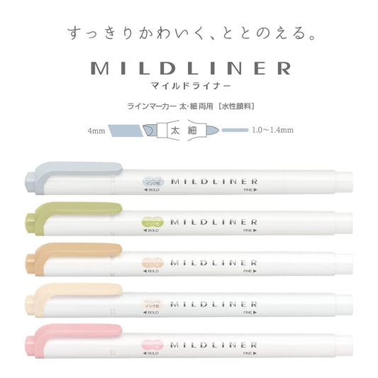 Zebra Mildliner - Natural Mild Colors (5-Pack)