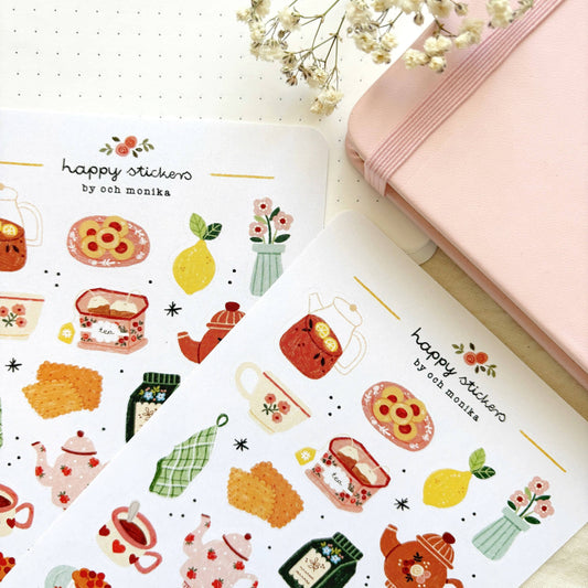 Theetijd - Stickervel | Cadeau voor theeliefhebbers met schrijfwaren