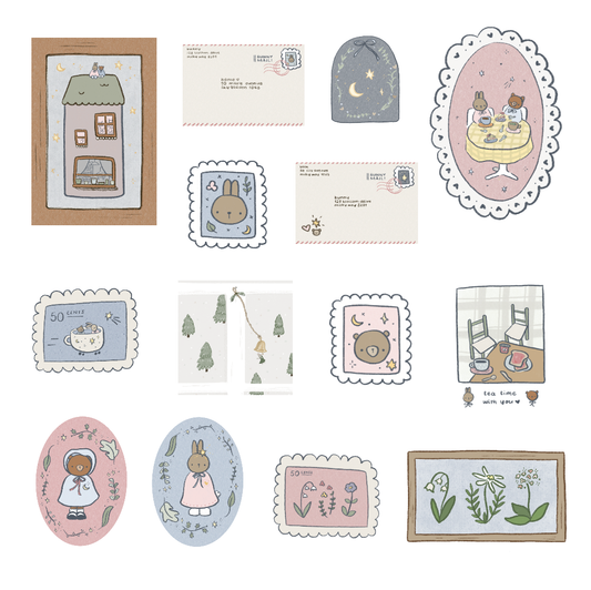 Dana ate oatmeal - sticker sheet - Bunny and bears