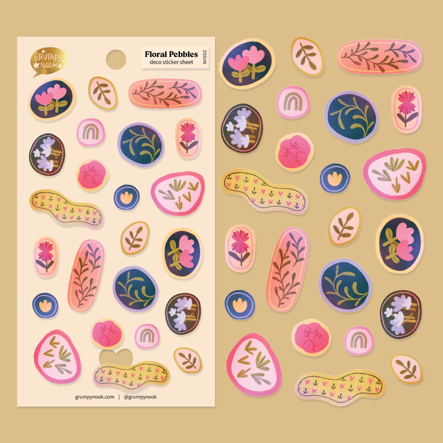 Floral Pebbles - Deco Stickersheet - Grumpy Nook