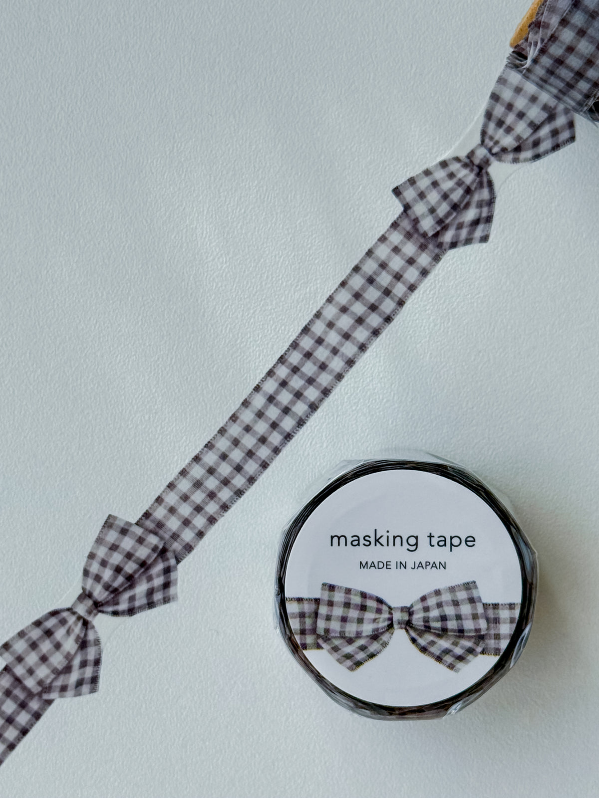95585 - Mind Wave Die-cut Washi Tape β gingham gray check bows