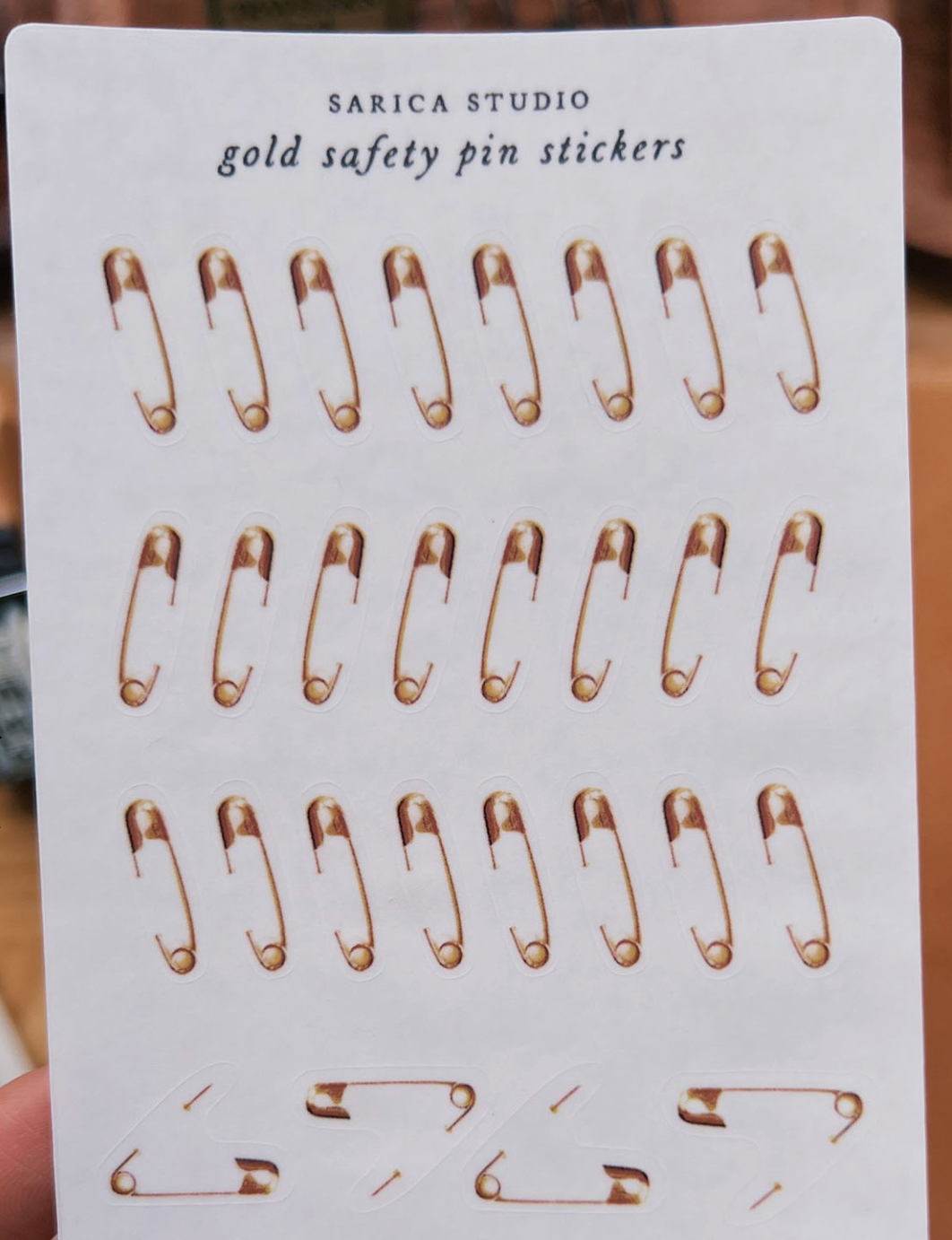 Sarica Studio - gold safety pin stickers