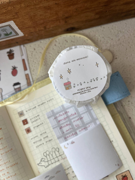 Dana ate oatmeal - Night sky - perforated notes roll