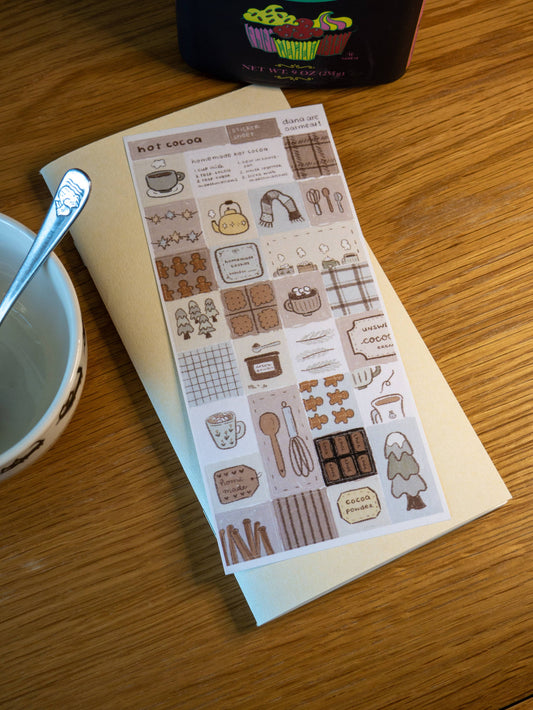 Dana ate oatmeal - washi stickersheet - hot chocolate