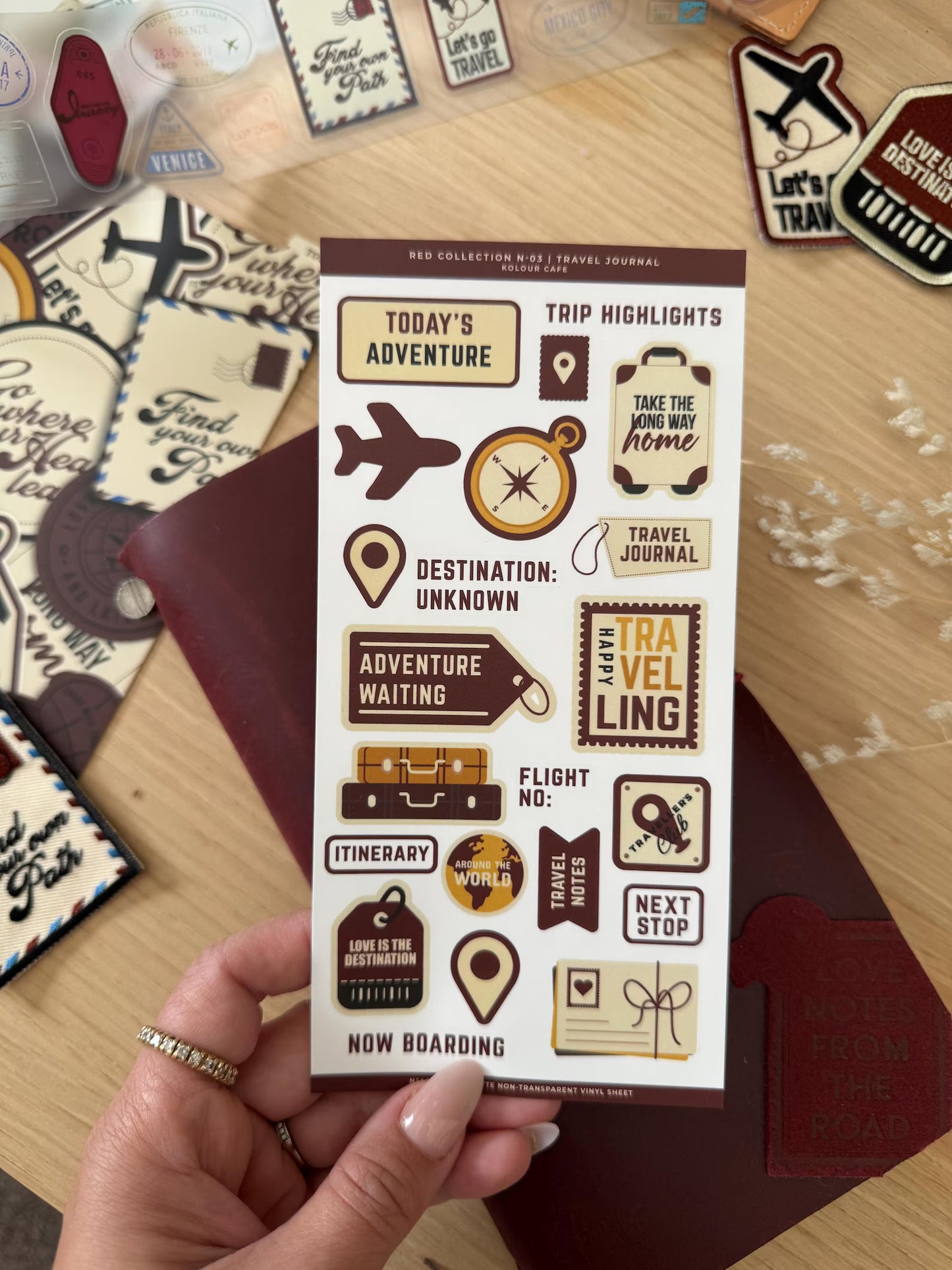 PRE-ORDER - Kolour Cafe - Vinyl sticker sheets - XL travel patches - RED collection