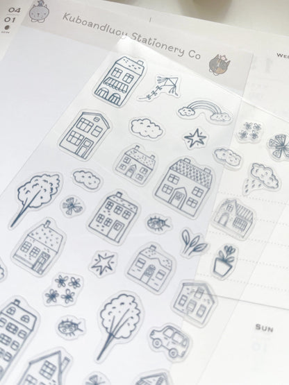 Kubo and Lucy - Doodle Houses - Sticker sheet