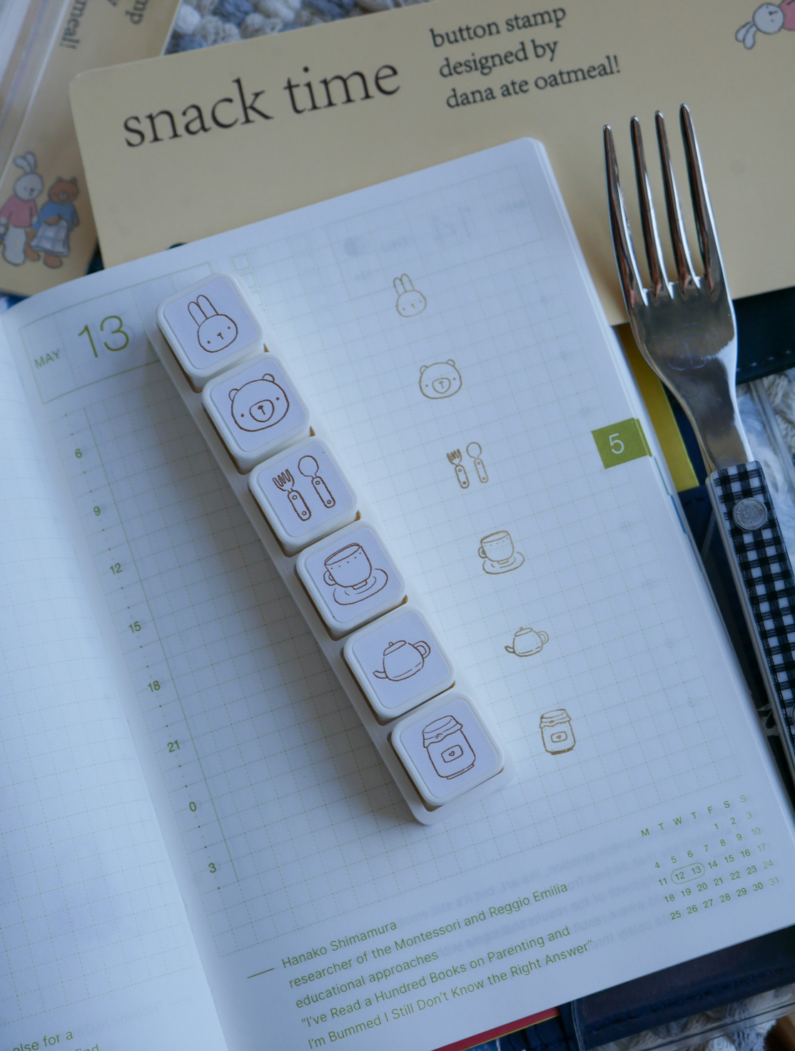 Dana ate oatmeal - snack time - button stamp