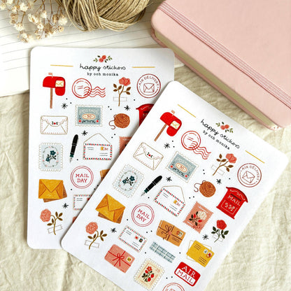 Vrolijke post - Stickervel | Briefpapier voor traditionele post