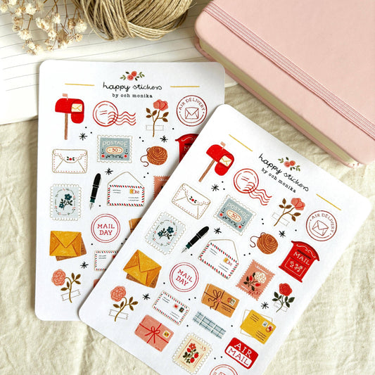 Vrolijke post - Stickervel | Briefpapier voor traditionele post