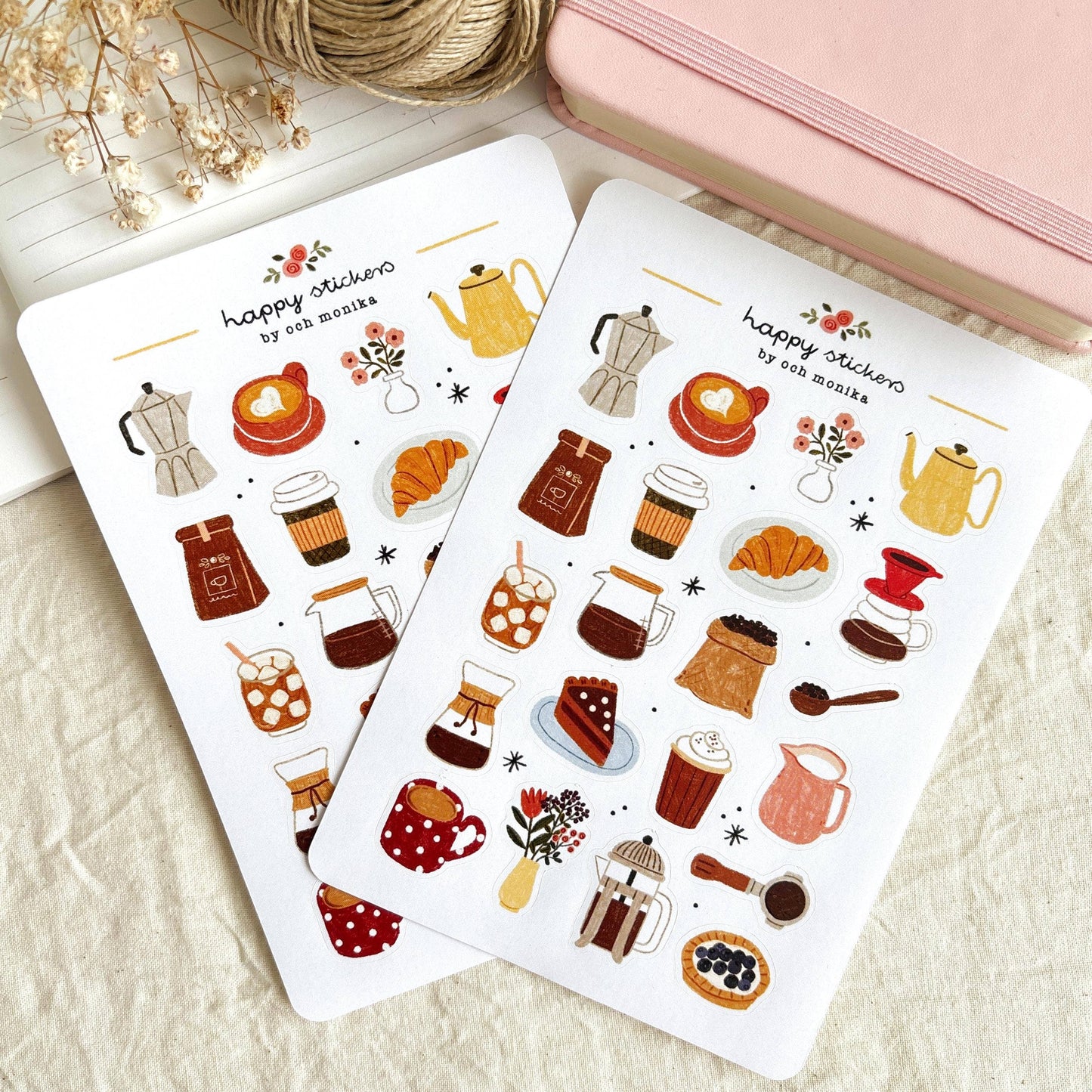 Koffietijd - Stickervel | Café Boutique Papierwaren