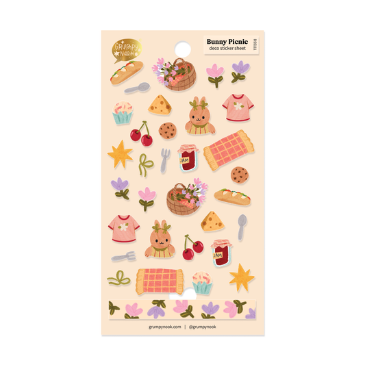 Bunny picnic - stickersheet - Grumpy Nook