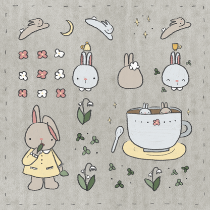 Dana ate oatmeal - washi stickersheet - Bunny