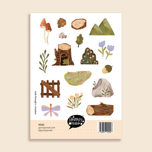 Walk trough a meadow - stickersheet - Grumpy Nook