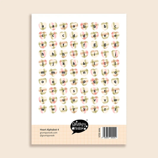 Heart alphabet 4 - Stickersheet - Grumpy Nook