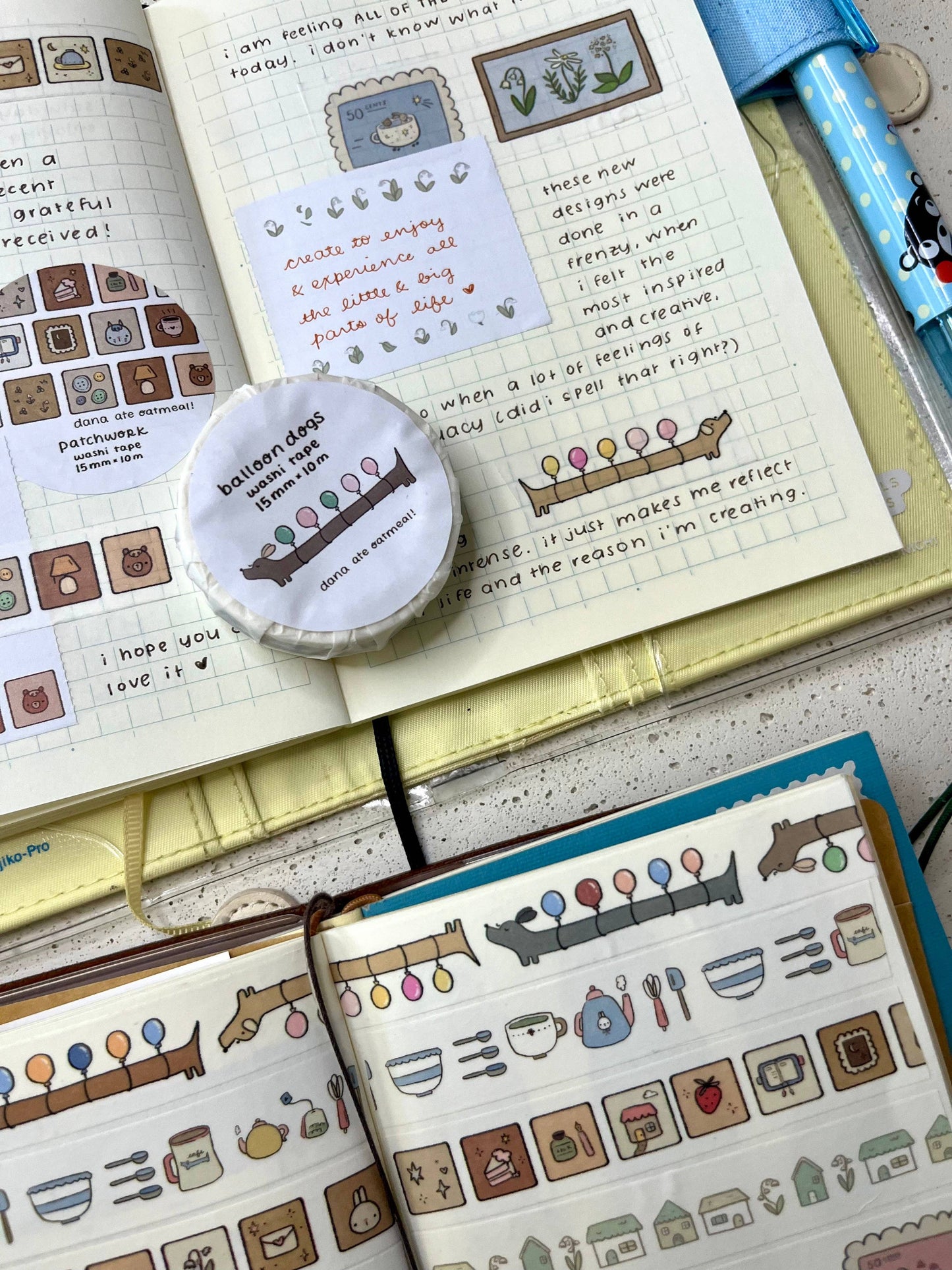 Dana ate oatmeal - Balloon dog - washi tape