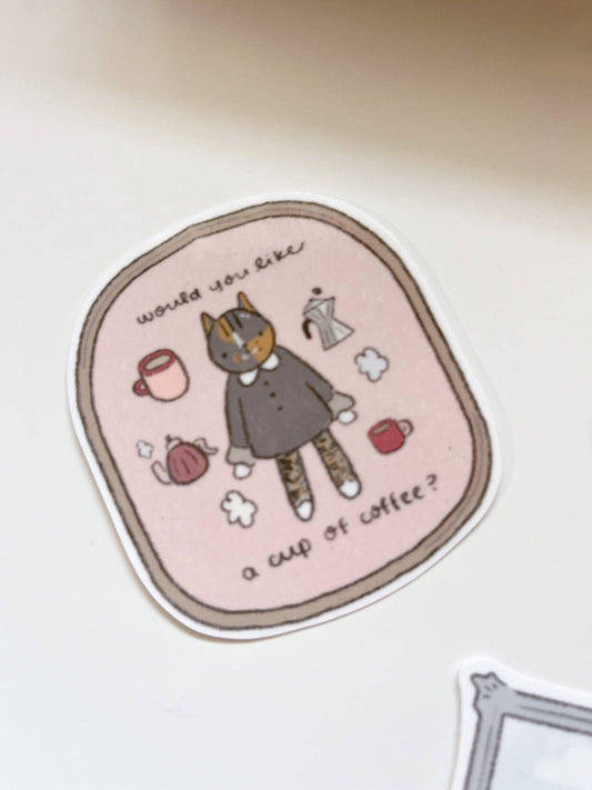 Kuboandlucy x Dana At Havermout | Lucy Wil Je Een Kopje Koffie Vinyl Sticker