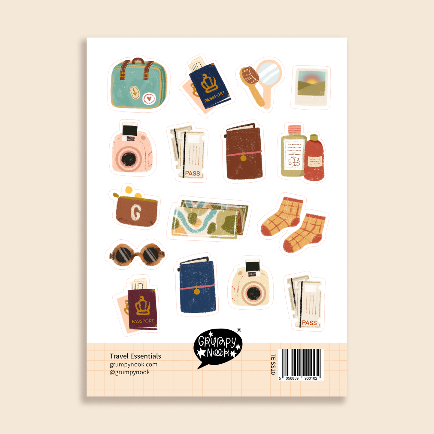 Travel essentials - stickersheet - Grumpy Nook