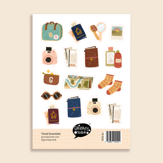 Travel essentials - stickersheet - Grumpy Nook
