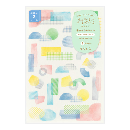 Midori - Yuru Log Sticker - Collage watercolour motif