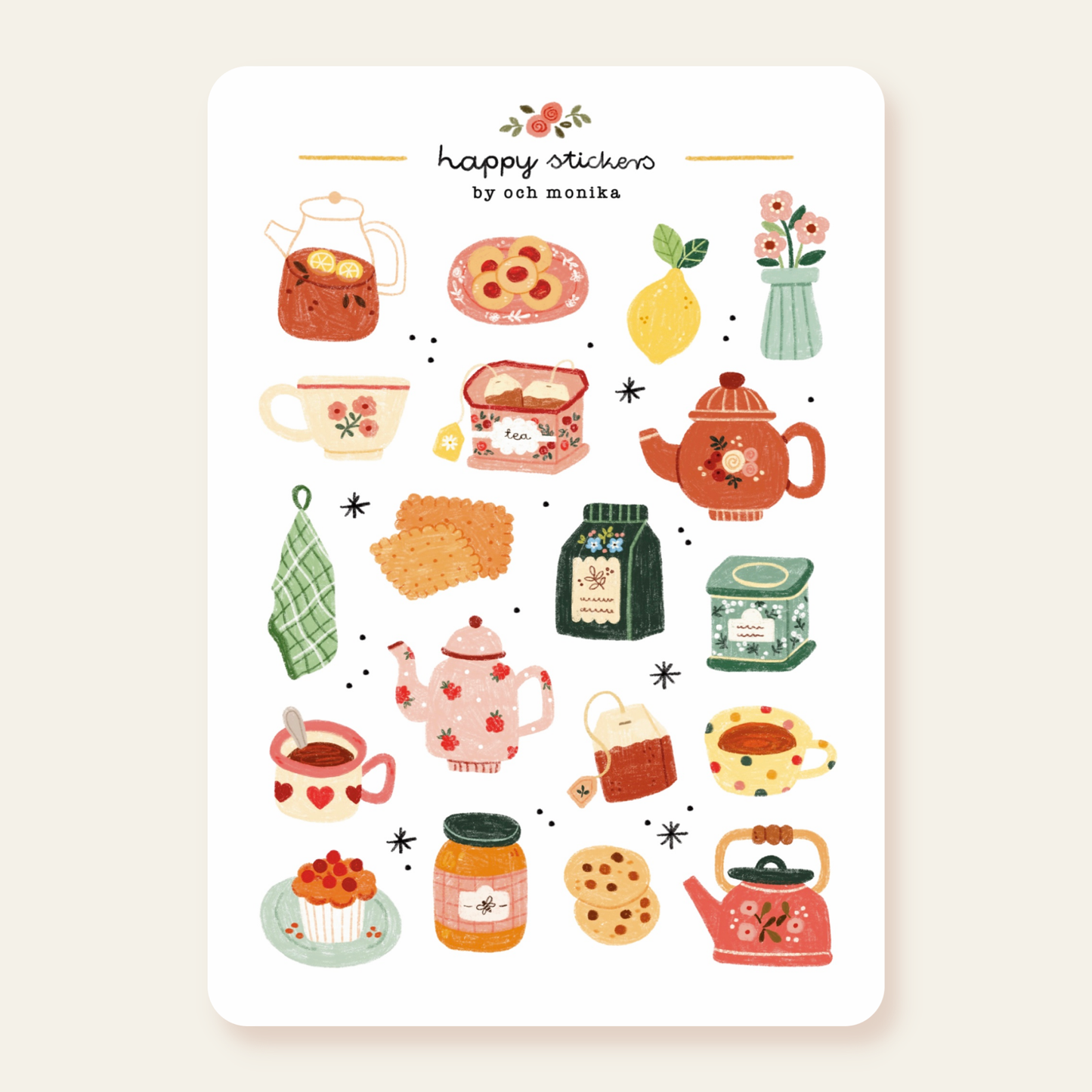 Theetijd - Stickervel | Cadeau voor theeliefhebbers met schrijfwaren