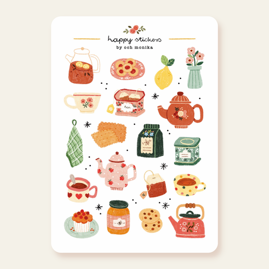 Theetijd - Stickervel | Cadeau voor theeliefhebbers met schrijfwaren