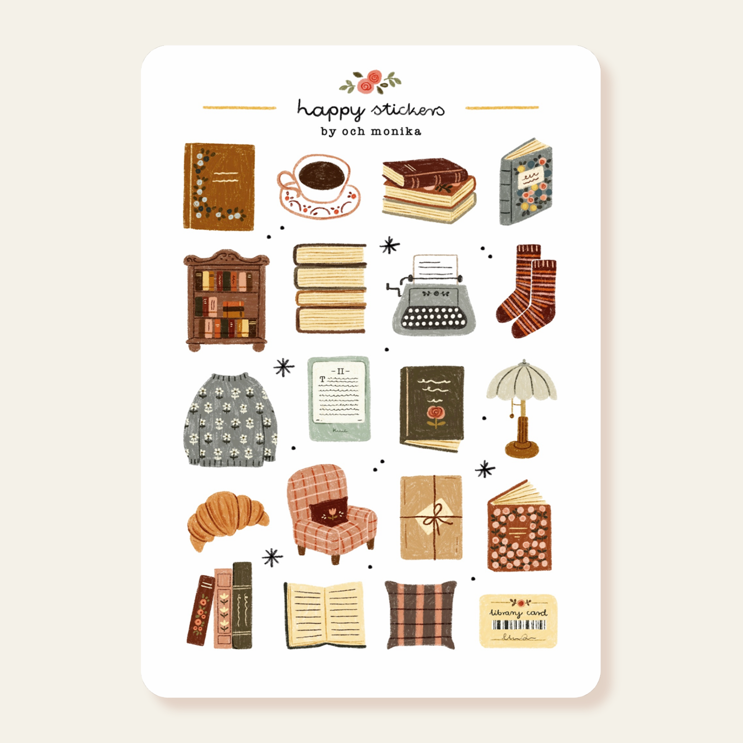 Boekenhoek - Stickervel | Gezellig cadeau voor boekenliefhebber