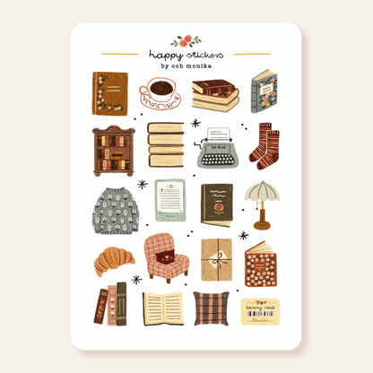 Boekenhoek - Stickervel | Gezellig cadeau voor boekenliefhebber