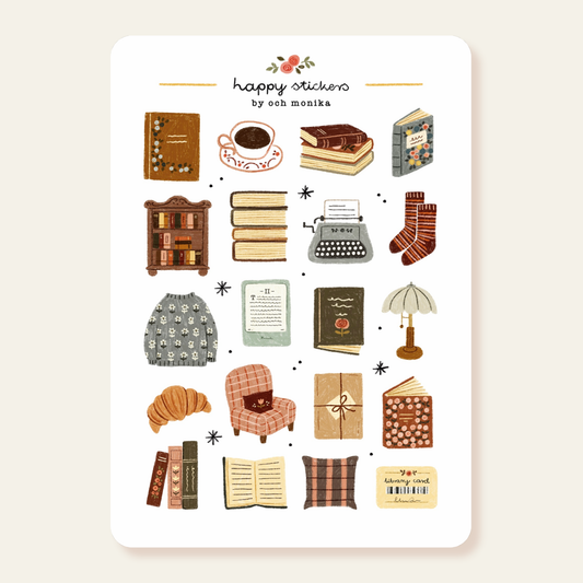 Boekenhoek - Stickervel | Gezellig cadeau voor boekenliefhebber