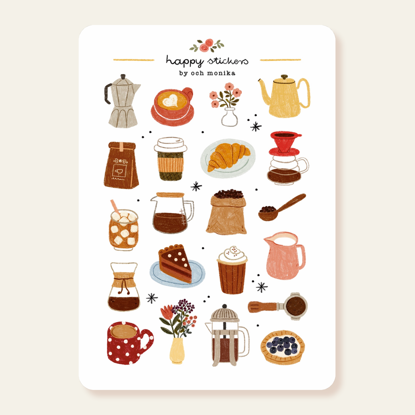 Koffietijd - Stickervel | Café Boutique Papierwaren
