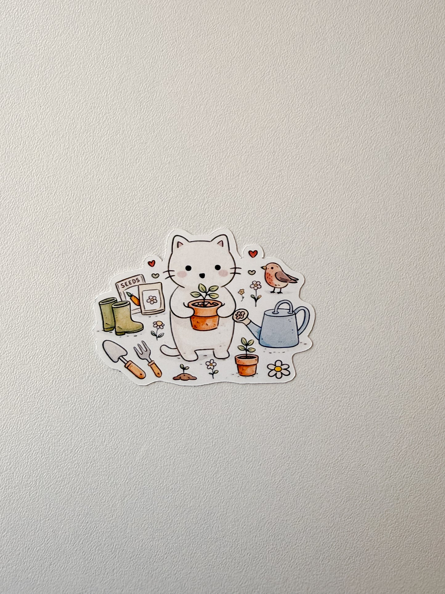 Gardening Cat diecut sticker