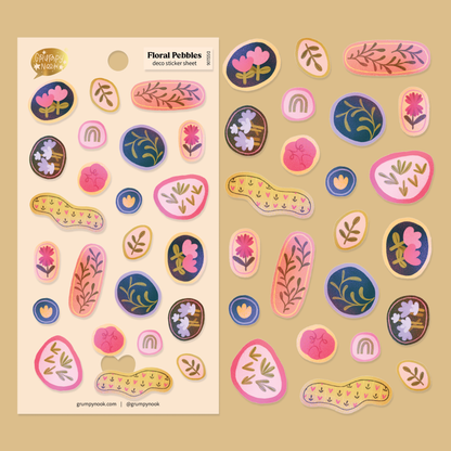 Floral Pebbles - Deco Stickersheet - Grumpy Nook
