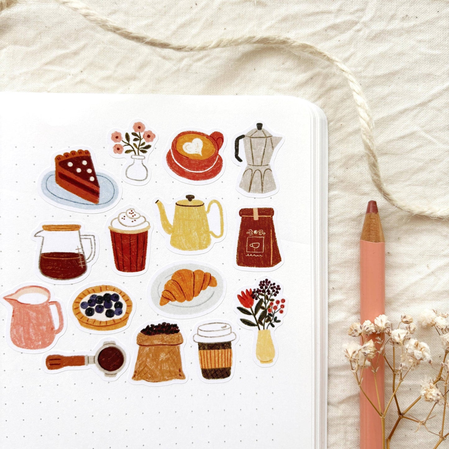 Koffietijd - Stickervel | Café Boutique Papierwaren