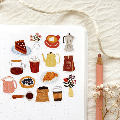 Koffietijd - Stickervel | Café Boutique Papierwaren
