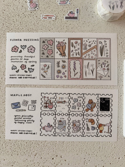 Dana ate oatmeal - sticker sheet - pressing flowers