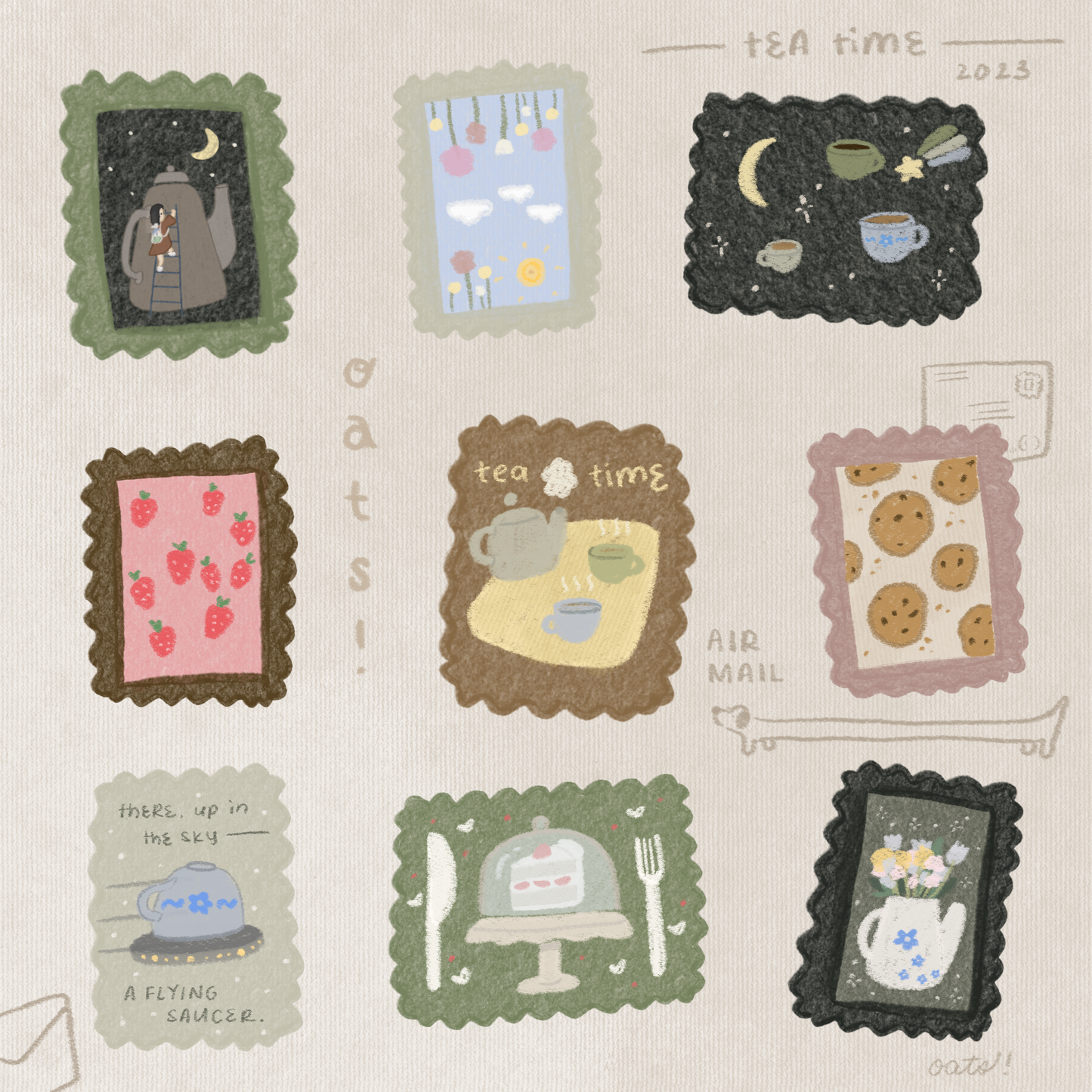 Dana ate oatmeal - Tea in the air - kiss cut stickerrol