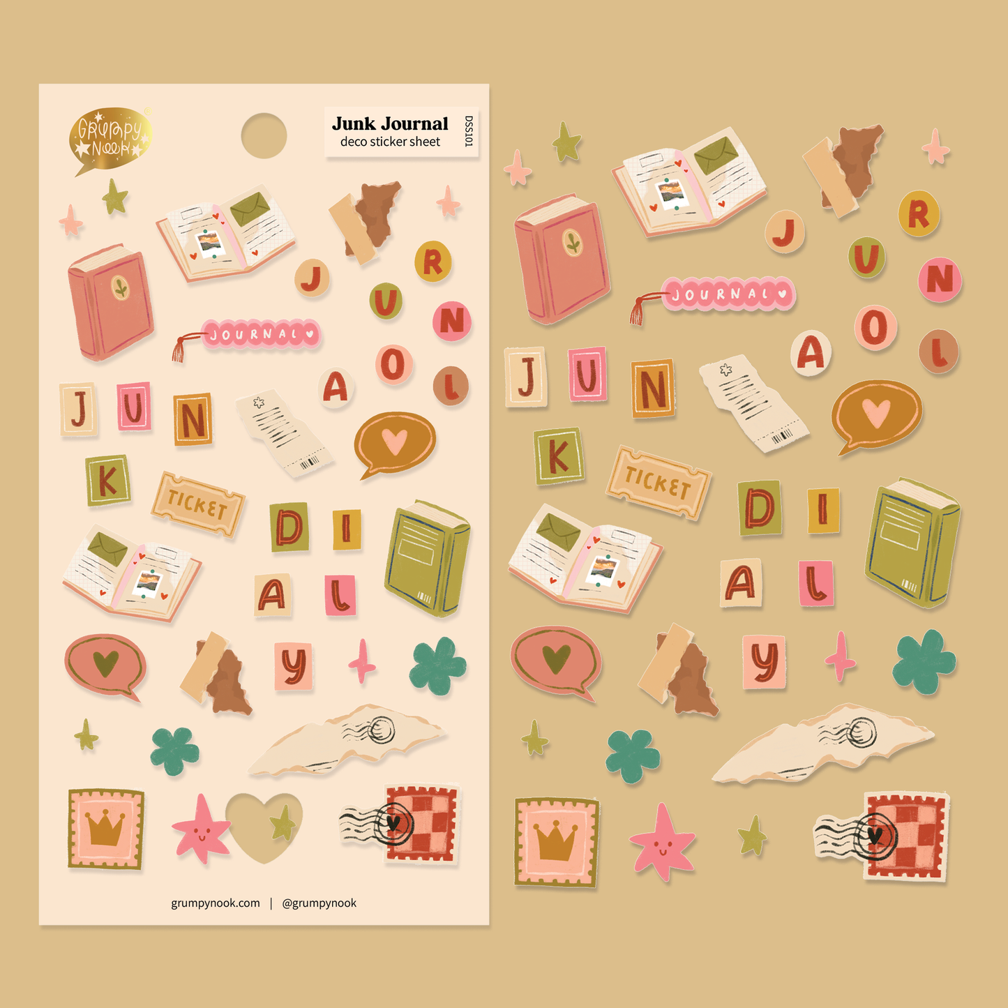 Junk Journal - Deco Stickersheet - Grumpy Nook