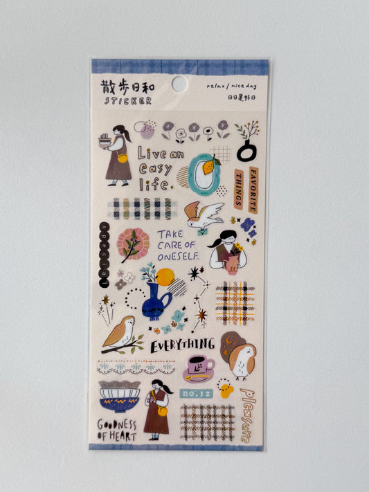82385 - Mind Wave - sticker sheet - relax / nice day - going to utsuwa-ya