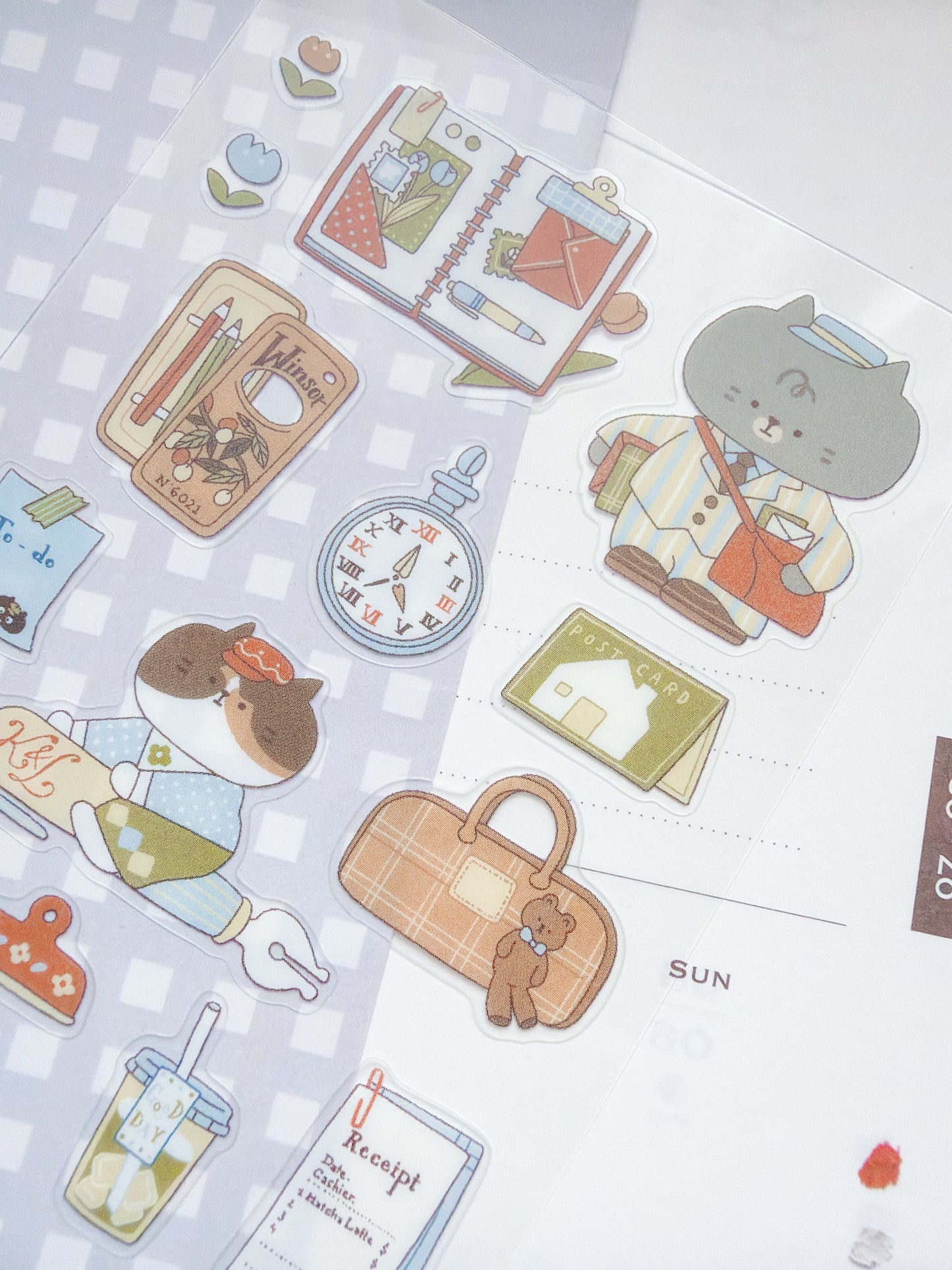 Kubo and Lucy x Idiot Sandwich - cafe journaling - sticker sheet