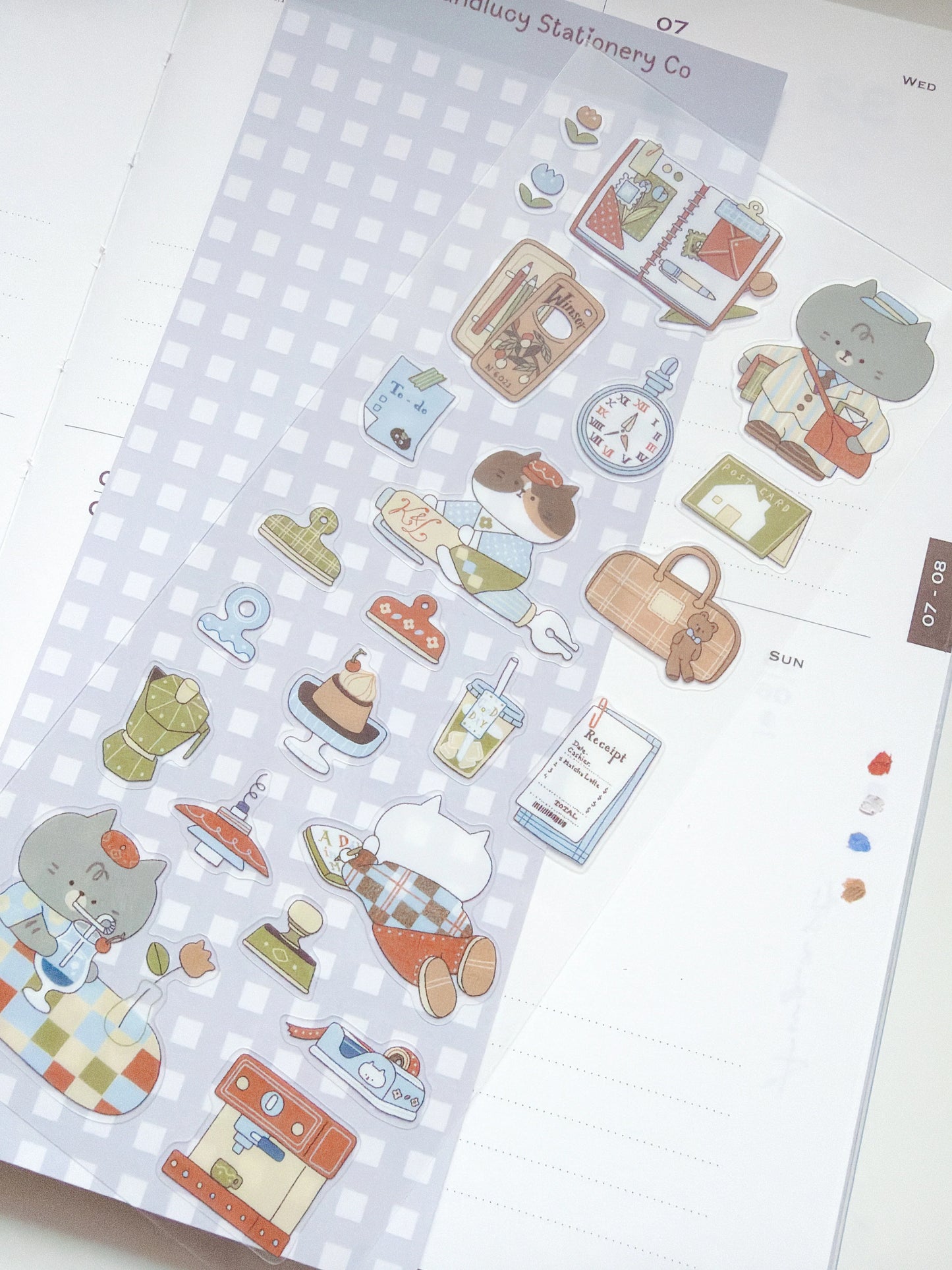 Kubo and Lucy x Idiot Sandwich - cafe journaling - sticker sheet