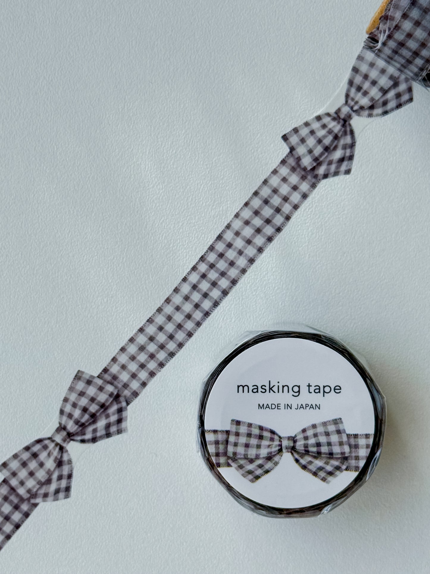95585 - Mind Wave Die-cut Washi Tape – gingham gray check bows