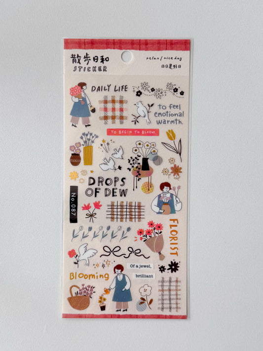 82383 - Mind Wave - sticker sheet - relax / nice day - going to the flower shop
