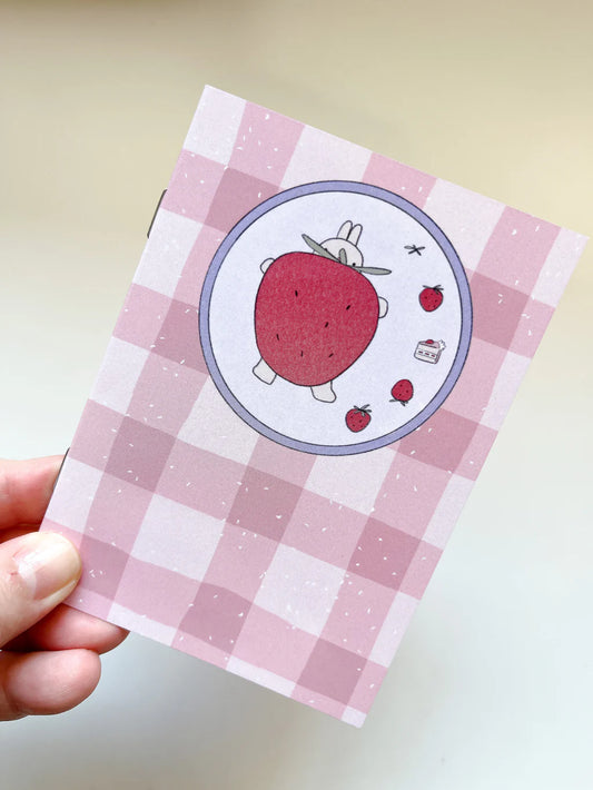 Kubo and Lucy - Sticker release book - bunny & strawberries - Passport size