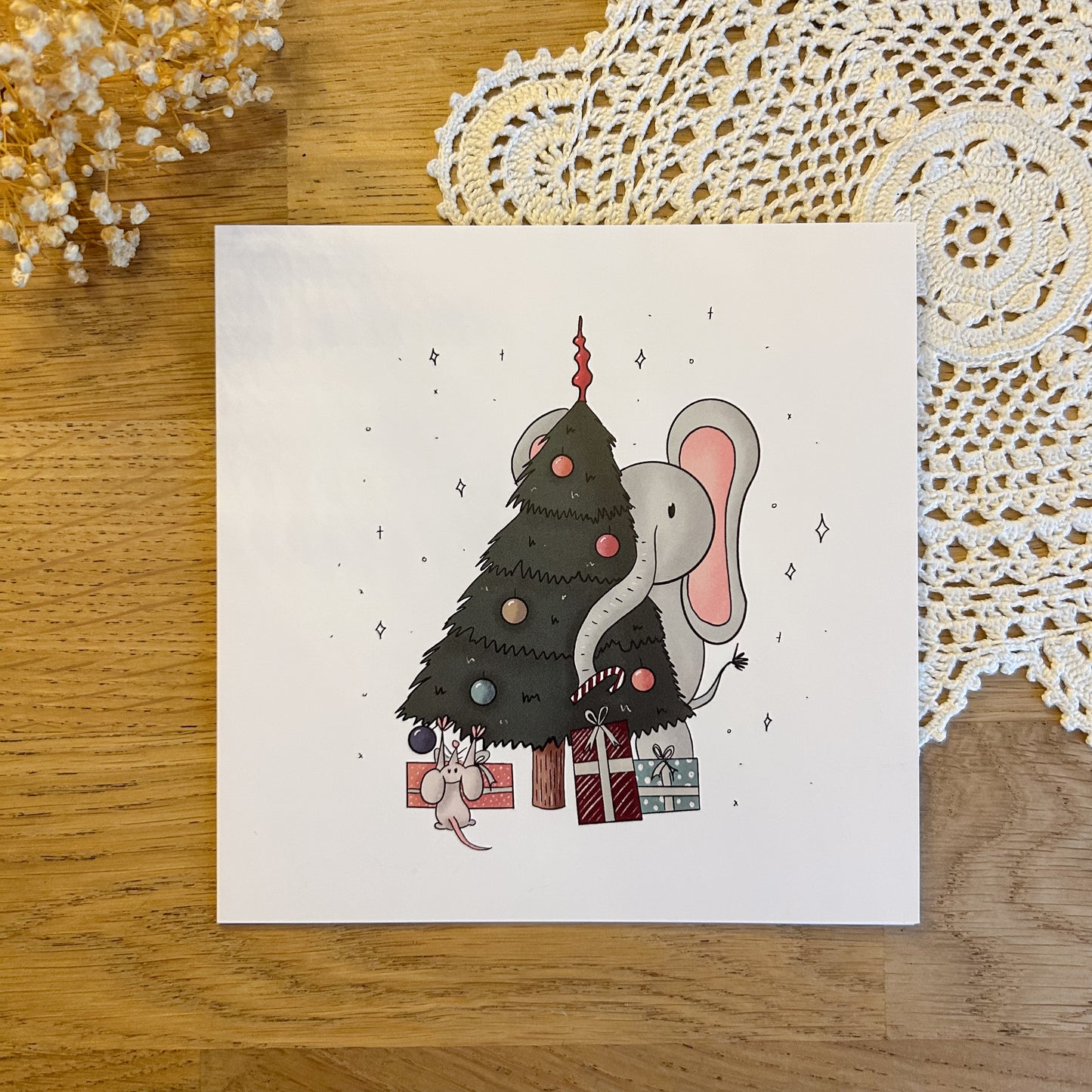 Christmas Card - Elephant & Mice