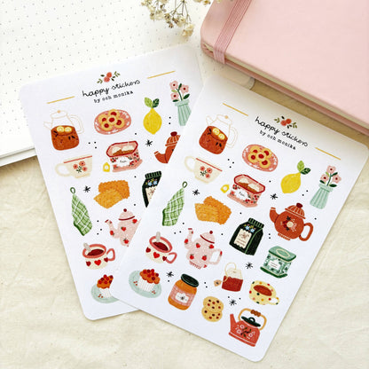Theetijd - Stickervel | Cadeau voor theeliefhebbers met schrijfwaren