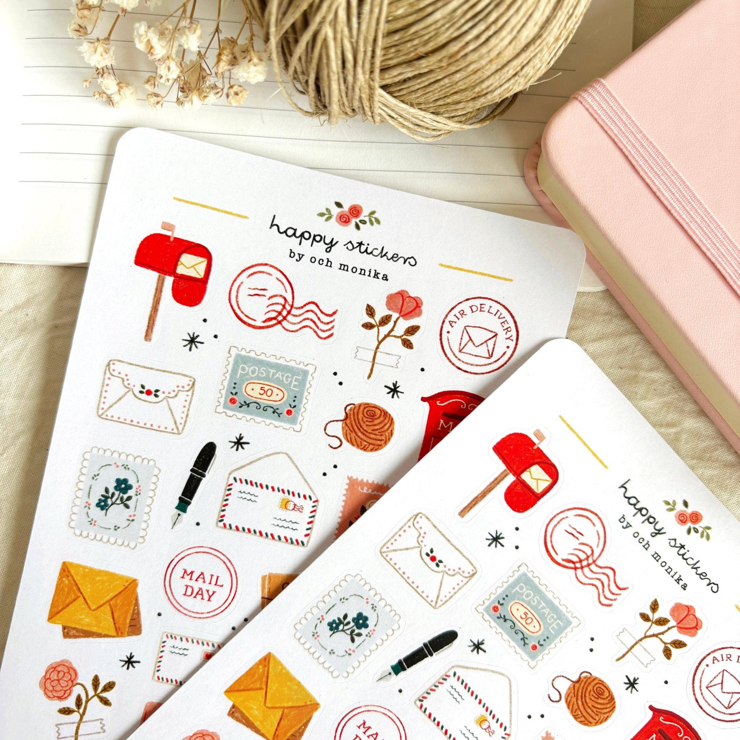Vrolijke post - Stickervel | Briefpapier voor traditionele post