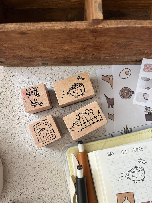 Dana ate oatmeal - Farting dog - wooden stamp