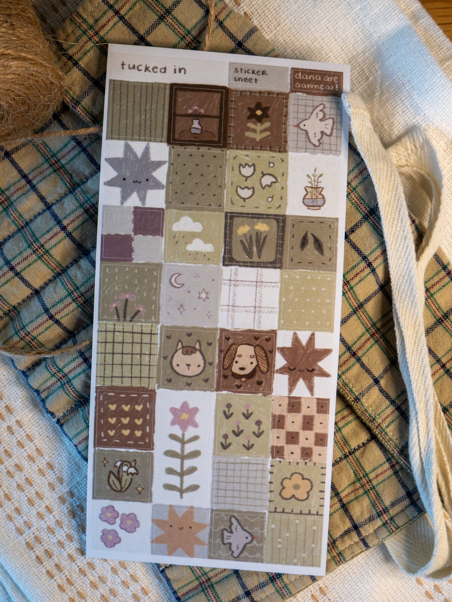 Dana ate oatmeal - Tucked in - washi sticker sheet